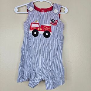 Cre8ions seersucker firetruck romper size 12M